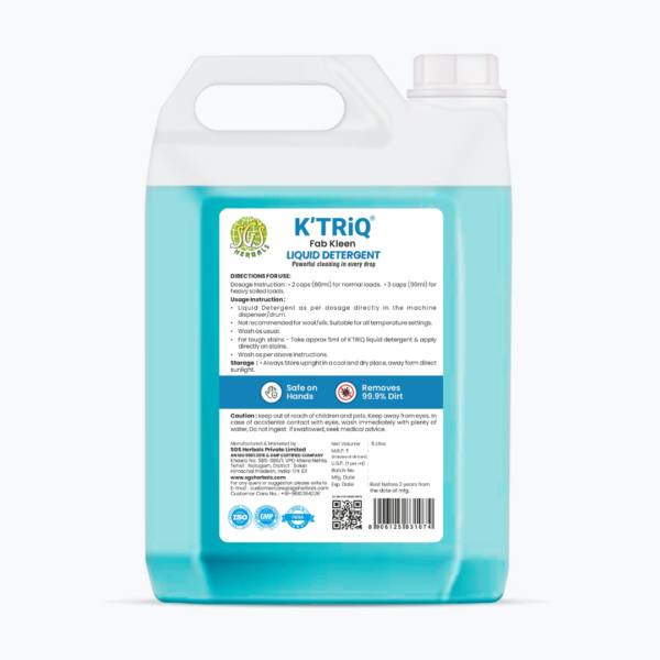Fab Kleen Liquid Detergent 5 L - Compatible with Semiautomatic & Mannual Hand wash - Image 4